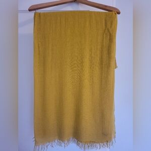 Vince Light Weight Golden Mustard Yellow Cashmere Blend Shawl Scarf with Fringe